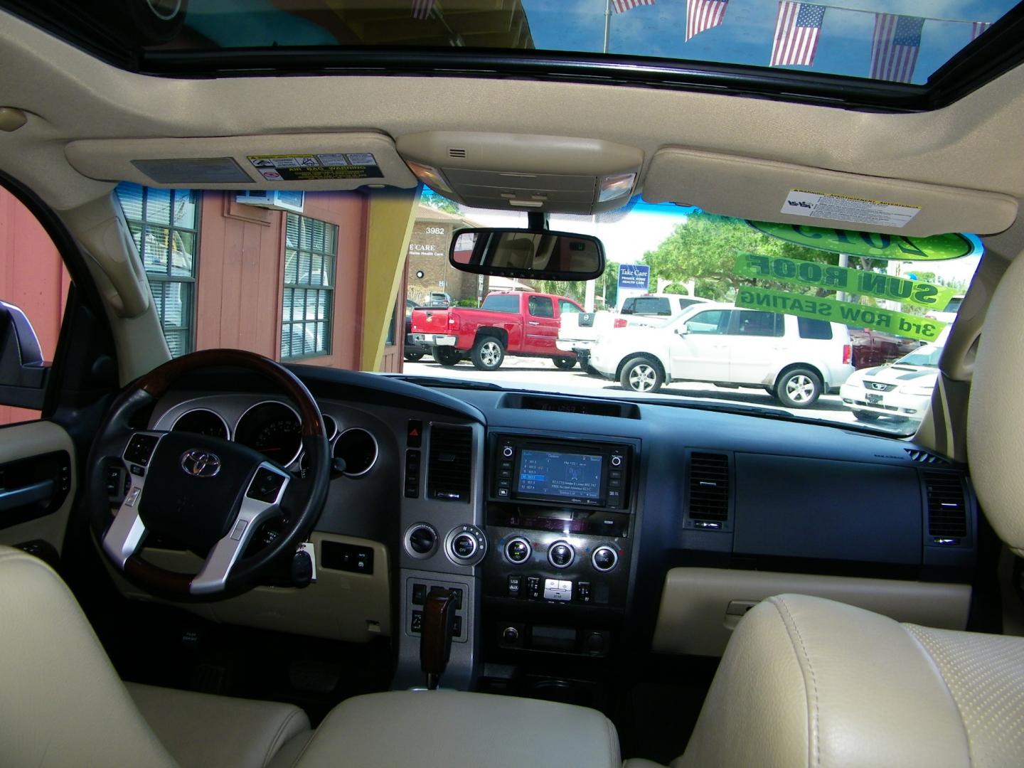 2015 White /Brown Toyota Sequoia Plantium 4WD FFV (5TDDW5G19FS) with an 5.7L V8 DOHC 32V FFV engine, 6-Speed Automatic transmission, located at 4000 Bee Ridge Road, Sarasota, FL, 34233, (941) 926-0300, 27.298664, -82.489151 - Photo#9